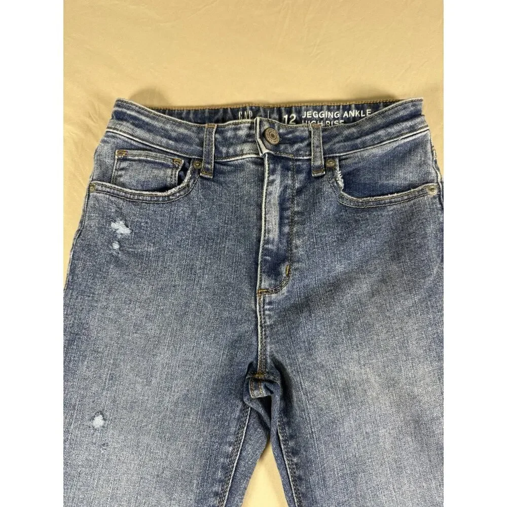 Gap Kids Jeans Size 12 Sky Jegging Ankle High Rise & Ankle with Distressed Hem